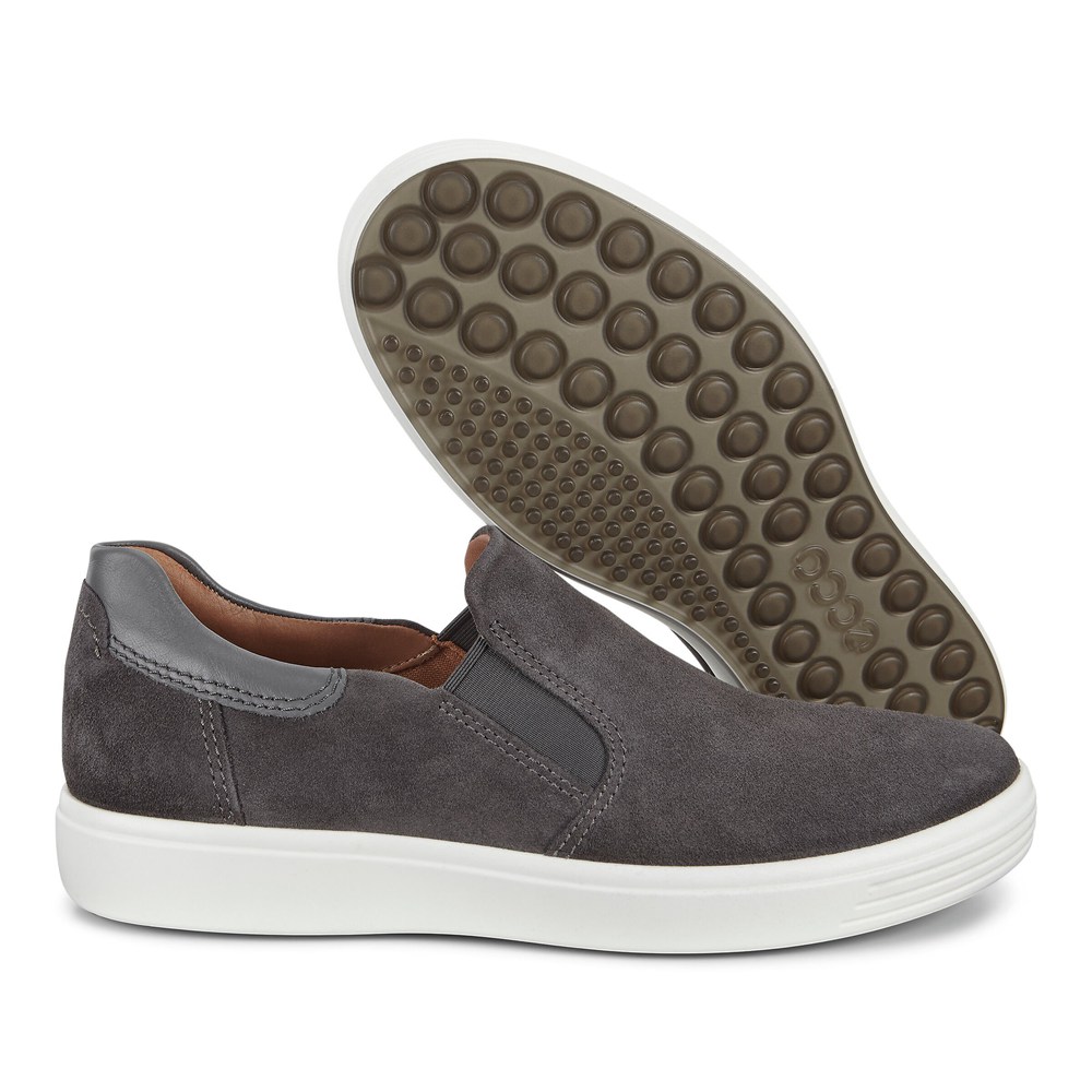 ECCO Mens Slip On Dark Grey - Soft 7 Sneakerss - MKY-986103